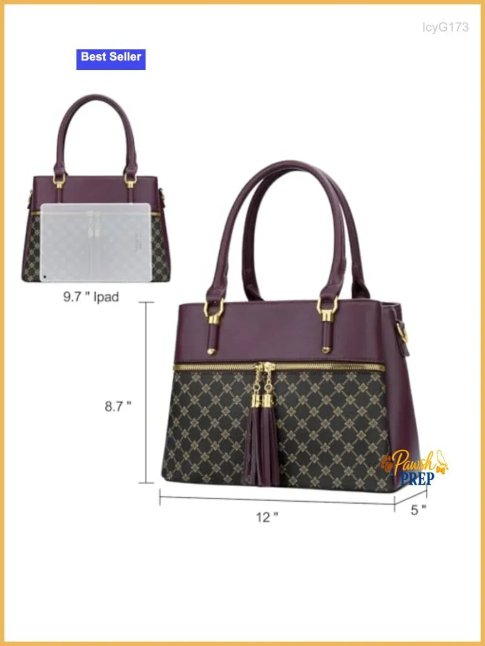 Women's Satchel Handbag PU Leather Top Handle 3 Compartments